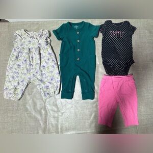 Carter's Teal and Floral Jumpsuit Set